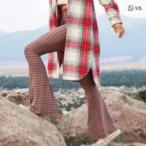 Aerie Offline Real Me High Waister Crossover Super Flare Leggings Houndstooth L